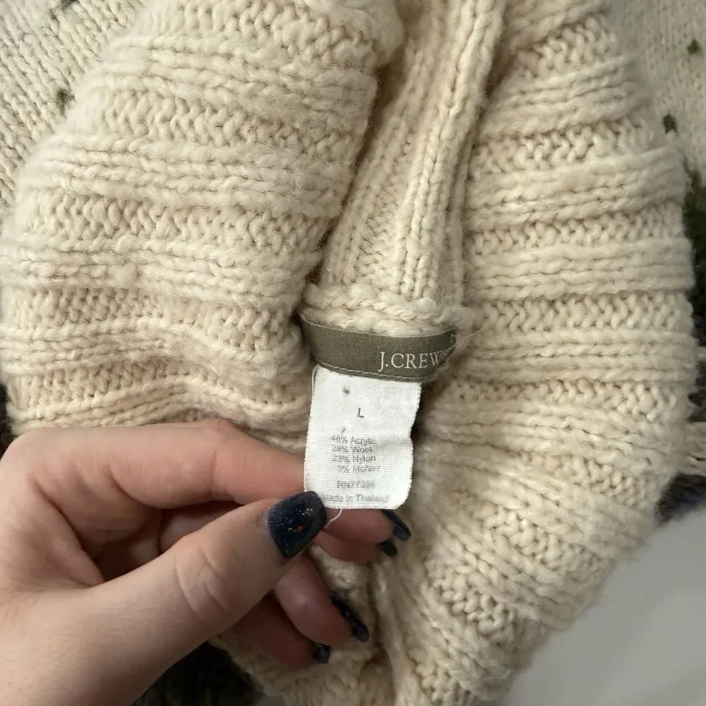 J Crew Women’s Fair Isle Turtleneck Pullover Sweater Lambswool Mohair Large